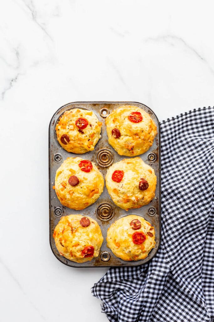 Freshly baked pizza muffins