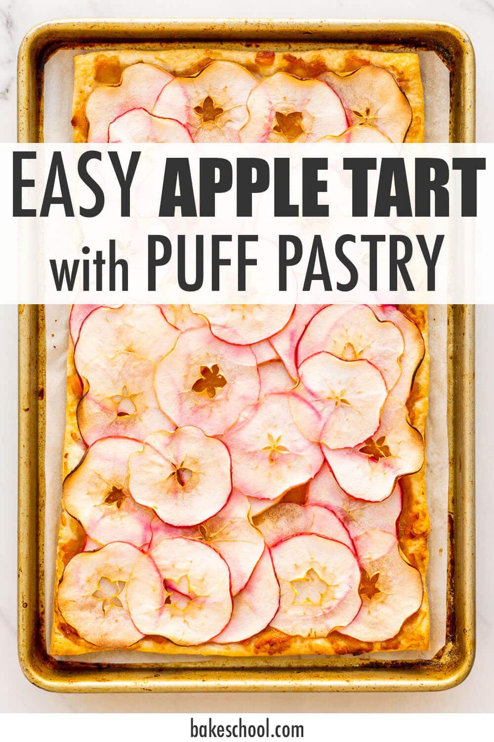 Freshly baked apple tart with puff pastry crust.