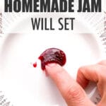 Using a plate test to determine if jam will set when it cools.