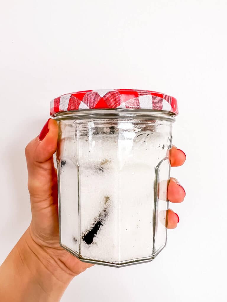 A jar of homemade vanilla sugar