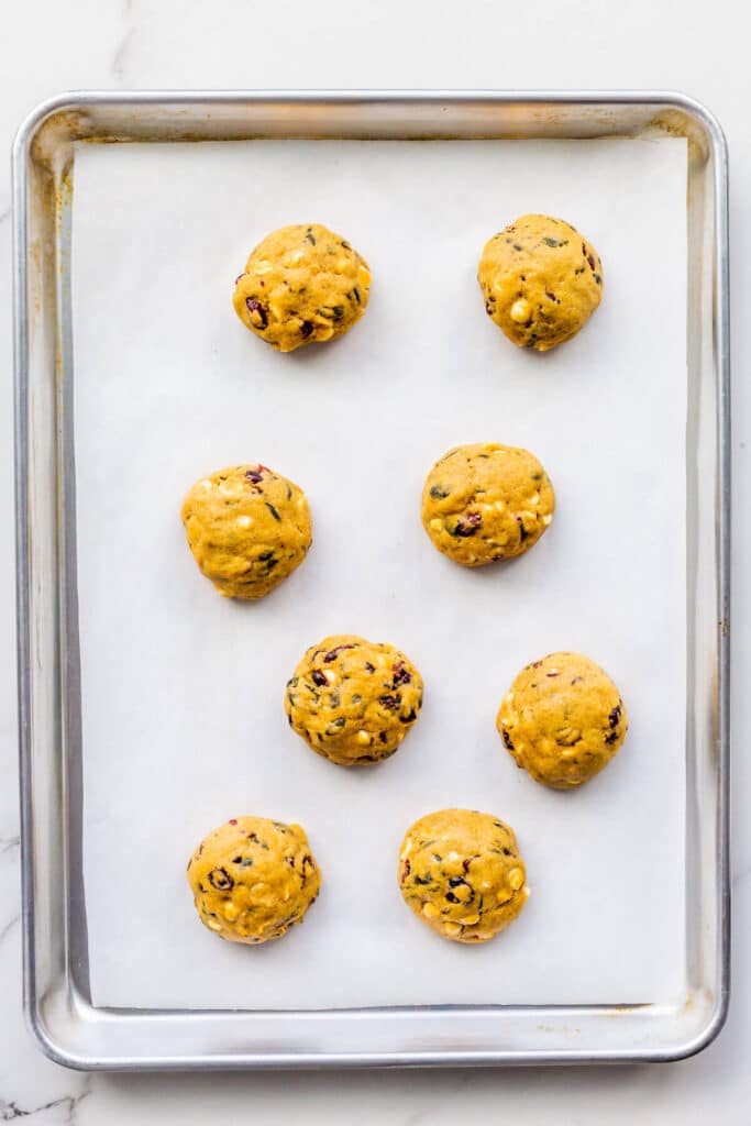 Baked pumpkin cookies that are too thick and didn't spread properly in the oven.