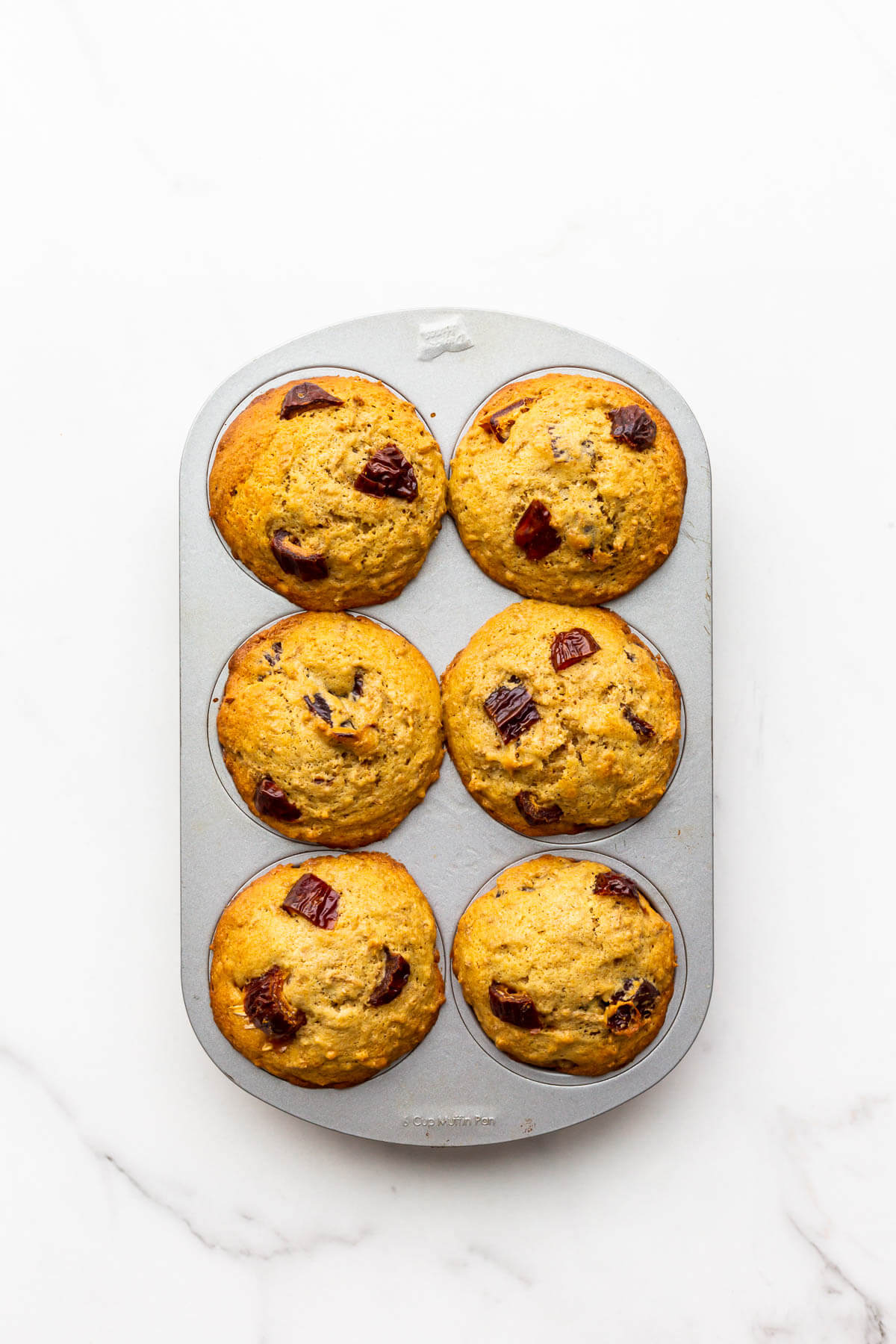 Freshly baked date bran muffins.