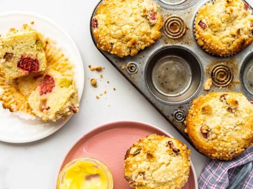 Rhubarb-Blueberry Corn Muffins