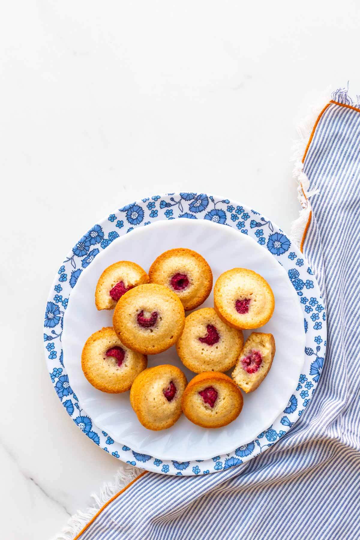 A plate of raspberry financiers.