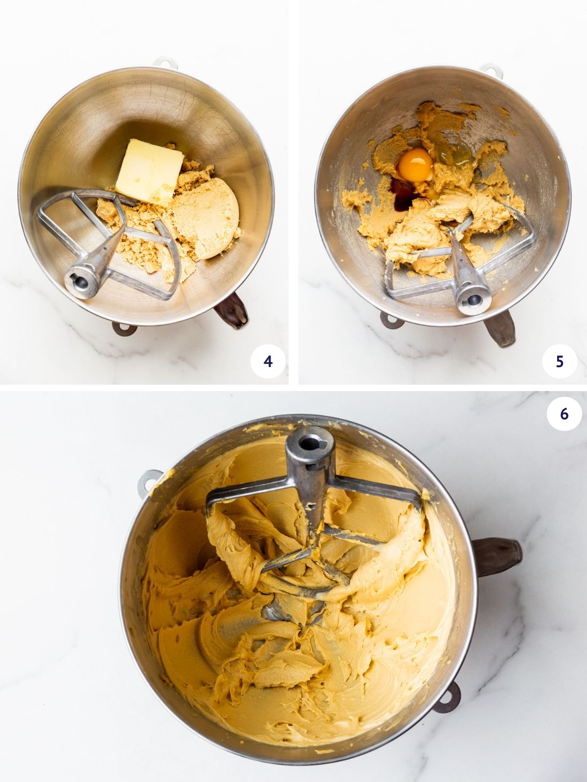 Creaming butter and sugar then adding eggs one at a time with vanilla to create a fluffy, airy base for a coffee cake.