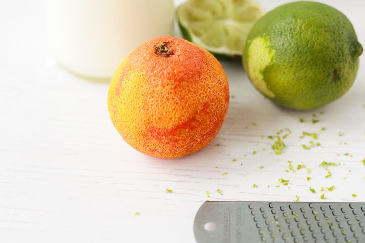 Zesting oranges and lime with a microplane.