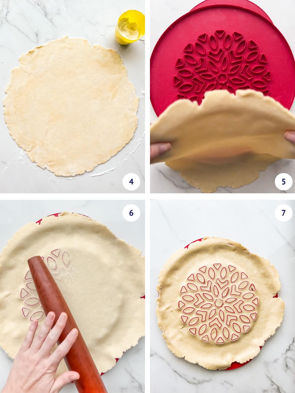 Creating an elaborate, intricate decorative top crust for an apple pie using an apple pie crust cutter from Nordicware.