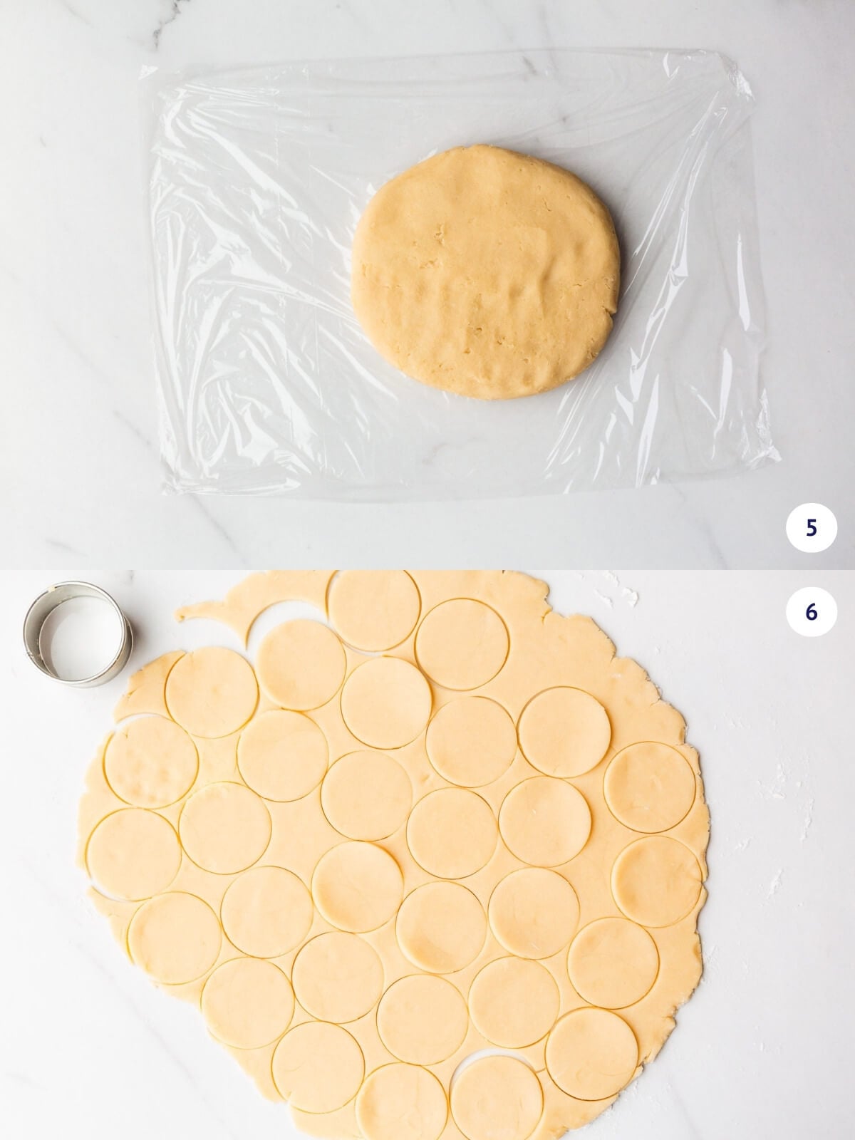 Shortbread cookie dough has to be wrapped and chilled before rolling it out to cut into shapes.