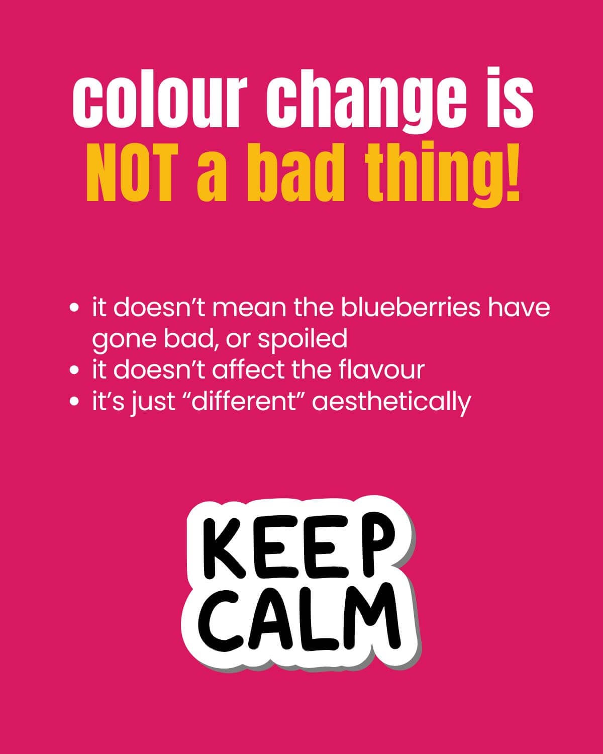 Blueberries changing colour in baked goods due to pH changes isn't bad and doesn't affect flavour.