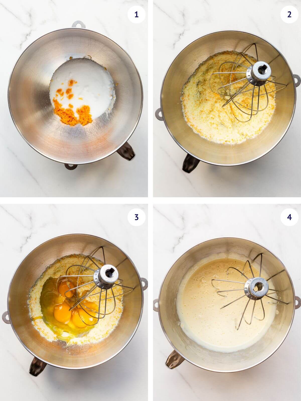Infusing sugar with orange zest before combining with eggs to whip them to the ribbon stage (thick, light, and fluffy).